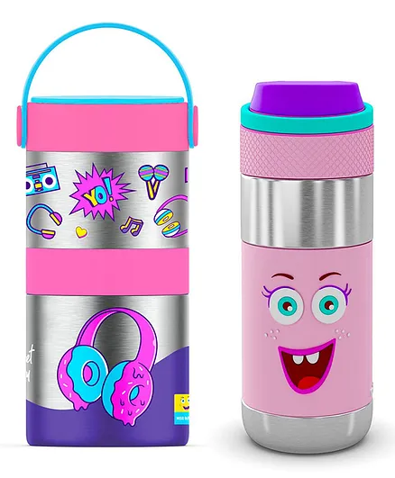 Rabitat Combo Meal on the wheels Set Meal Mate Max Food Jar  ml and Clean Lock Insulated Bottle Miss Butters - 700 ml & 410 ml
