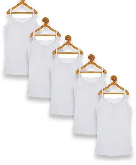 Kiddopanti Pack Of 5 Sleeveless Solid Slips - White