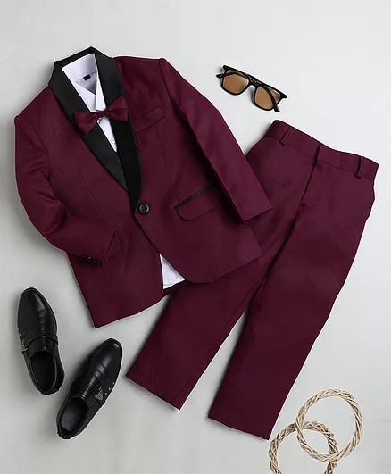 Jeet Ethnics Full Sleeves Solid Coat Suit Set - Maroon