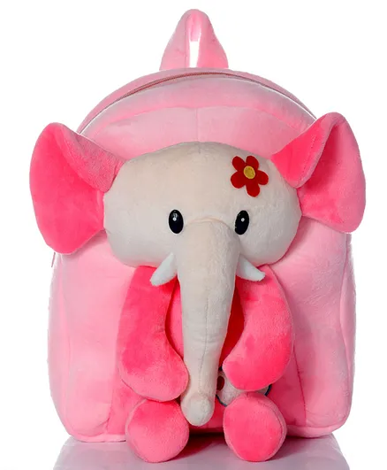Babyjoys Soft Fabric Elephant Design Bag for Baby Pink - Height 14 Inches