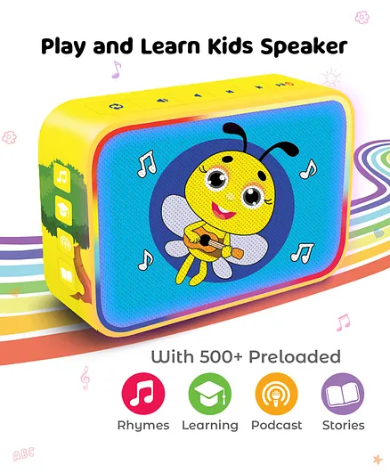 FirstCry PlayBees Buzz Play & Learn Kids Speaker with Preloaded Rhymes Stories & Songs - Yellow