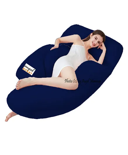 Angel Mommy Premium Full G Shaped Body Pillow Microfibre Solid Pregnancy Pillow Pack of 1  - Dark Blue