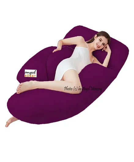 Angel Mommy Premium Full G Shaped Body Pillow Microfibre Solid Pregnancy Pillow Pack of 1 - Purple
