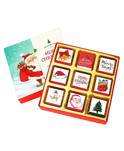Chocoloony Merry Christmas and Happy New Year 9 Piece Chocolate Gift Box - 108 gm