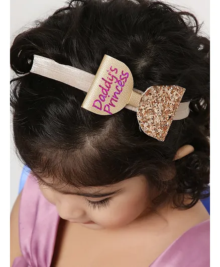 Aye Candy Glitter Finish Daddy's Princess Bow Headband - Gold