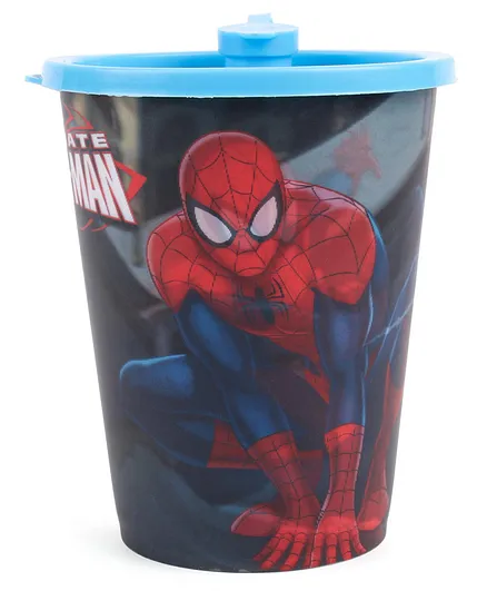 Marvel Spiderman 3D Print Tumbler with Lid Black Blue - 180 ml