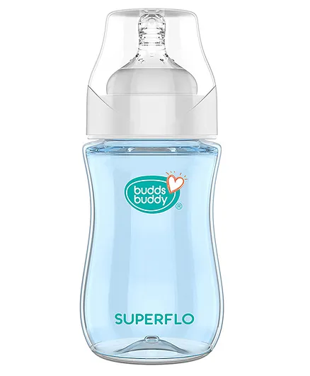 Buddsbuddy BPA Free Superflo Baby Feeding Bottle Blue - 250 ml