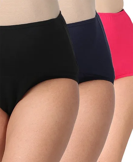 Morph Pack Of 3 Solid Maternity Post Delivery Period Panties - Black Dark Pink Navy Blue