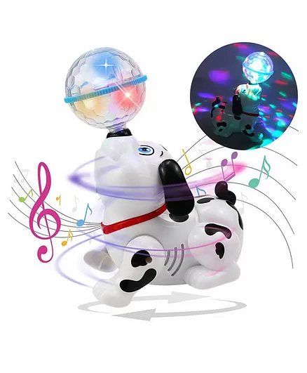 Negocio Dancing Dog Toy With Music And 3D Flashing LED Light Ball - White