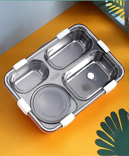 New Pinch Stainless Steel Lunch Box with Spoon and Fork (color may vary )