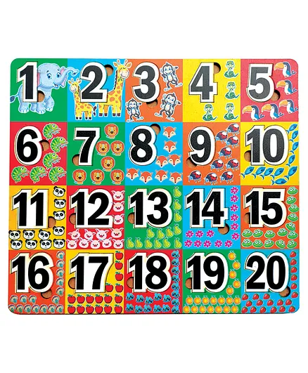 WONDRBOX Wooden Puzzle Colourful Learning Numbers Educational Board Toy- Multicolour