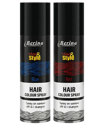 Berina Temporary Red & Blue Professional Salon Hair Styling Spray Pack of 2  - 150 ml each Online in India, Buy at Best Price from  -  12737414