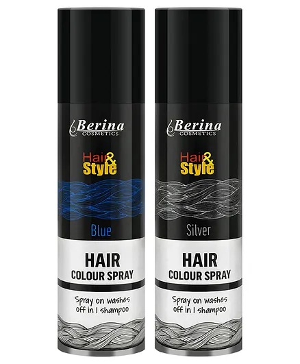 Berina Temporary Silver & Blue Professional Salon Hair Styling Spray Pack  of 2 - 150 ml each Online in India, Buy at Best Price from  -  12737423
