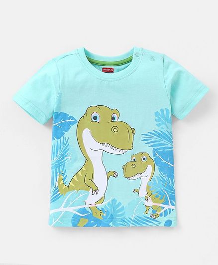 Babyhug Cotton Jersey Half Sleeves T-Shirt Dino Print - Blue