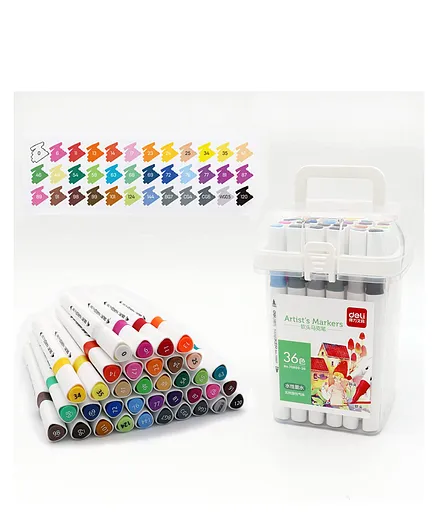 Deli Artist's Markers Set Dual Tips 36 Colors - Multicolour
