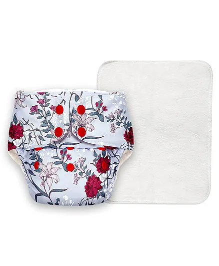 BASIC Reusable Cloth Diaper with New Quick Dry UltraThin Insert - Grey & Red