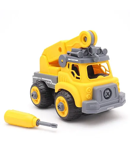 Little Fingers Free Wheel Crane DIY Toy Truck - Yellow