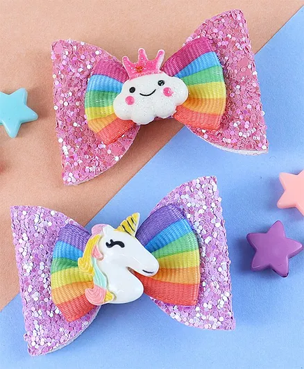 Asthetika Set Of 2 Unicorn & Cloud Charm Glitter Hair Clips - Pink for  Girls (1-12 Years) Online in India, Buy at  - 12748407