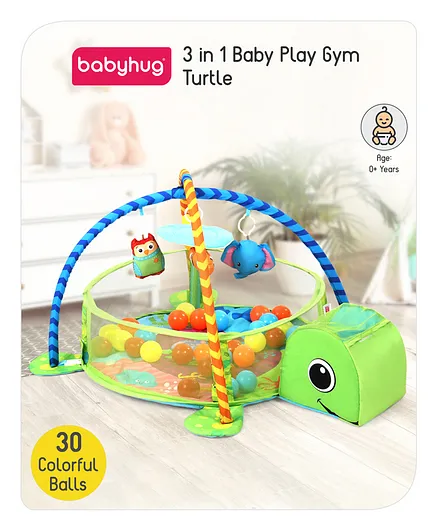 Babyhug 3 in 1 Baby Play Gym Turtle - Green