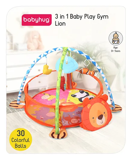 Babyhug 3 in 1 Baby Play Gym Lion - Color may vary