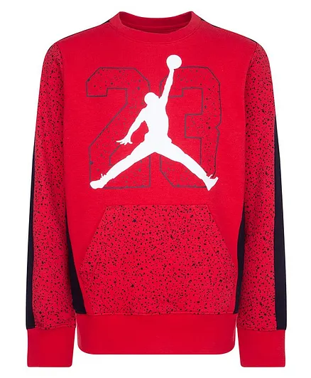 JORDAN Kids Full Sleeves Abstract Printed Air Speckle French Terry Crew - Blue