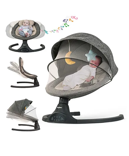 Baybee Automatic Electric Swing Cradle With Adjustable Swing Speed Mosquito Net & Music - Black
