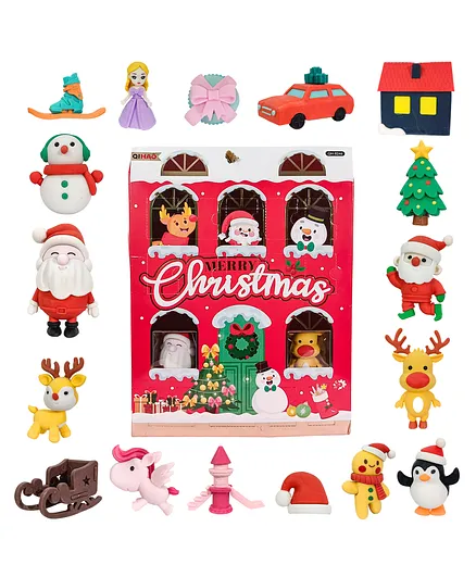 Wishkey Christmas Theme Pencil Eraser Different Shapes Soft Non-Dust Stationary Puzzle Erasers Pack Of 1 - Colors May Vary