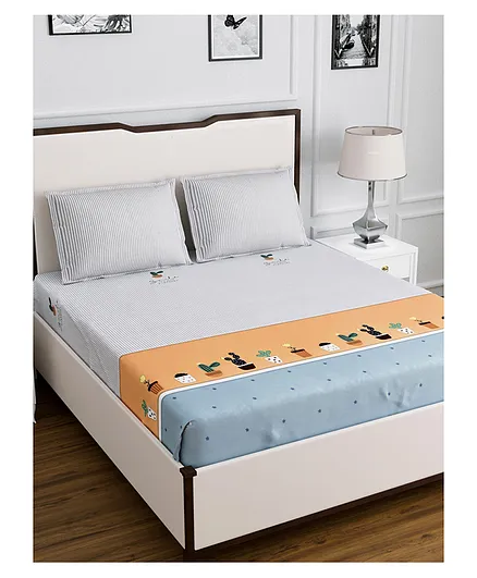 Dream Weaverz 220 TC Double Bed Bedsheet- Digital Print Soft Cotton Queen Size Abstract - Multicolor
