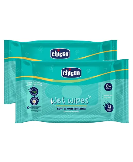 Chicco Soft & Moisturizing Wet Wipes Pack of 2 - 144 Wipes