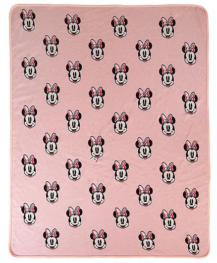 Pluchi  Cotton Knitted AC Blanket Minnie Love Print - Pink