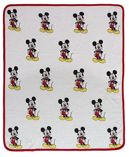 Disney By Pluchi  Cotton Knitted AC Blanket I Love Mickey Mouse Print - Grey