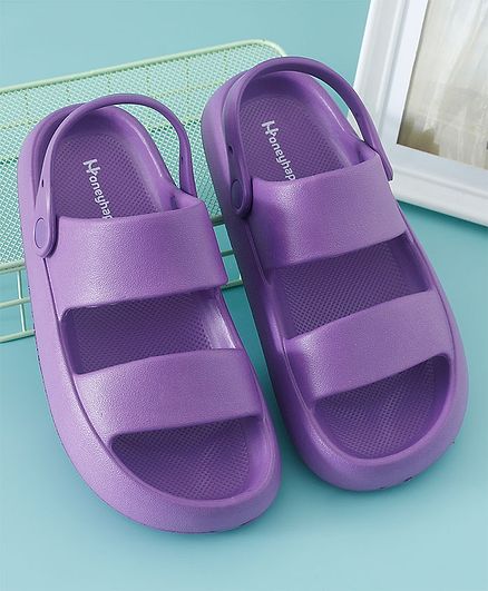Honeyhap  Solid Colour Sandals with Back Strap - Purple