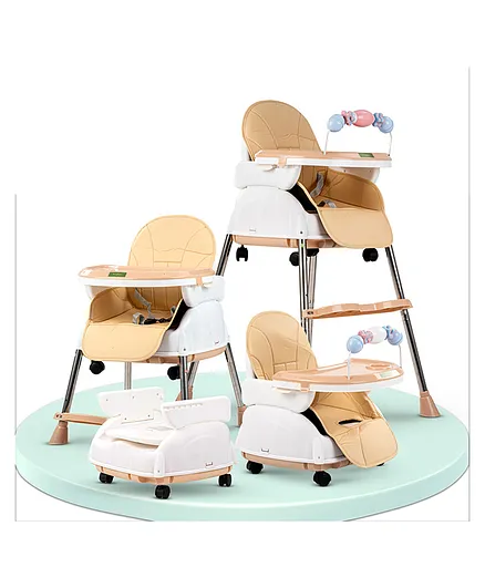 Baybee 4 in 1 Convertible Feeding High Chair Cum Booster seat With Adjustable Height & Footrest - Beige