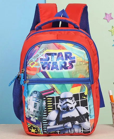 Disney Star Wars Kids Printed School Bag Red Blue- Height 13.7 Inches