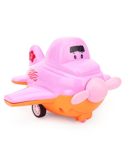 Toytales Funny Cartoon Plane Pull-Back Toy - Pink Orange