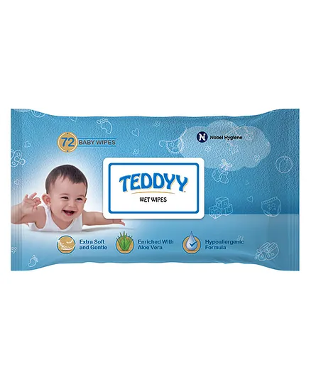 Teddyy Baby Wet Wipes With Lid - 72 Pieces