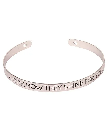 Arendelle Look How They Shine For You Text Engraved Kada Bracelet - Silver