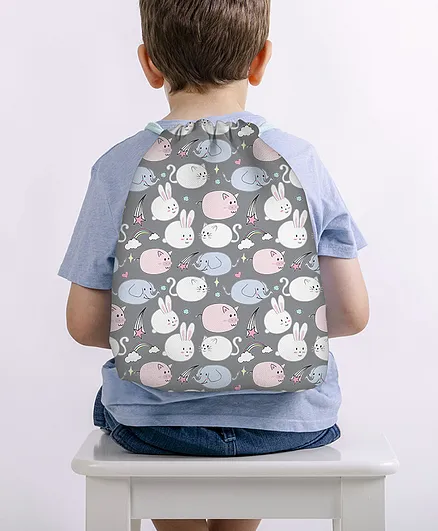 Baby of Mine Guinea Pig Print Waterproof Drawstring Multipurpose Bag Grey - Height 16 Inches