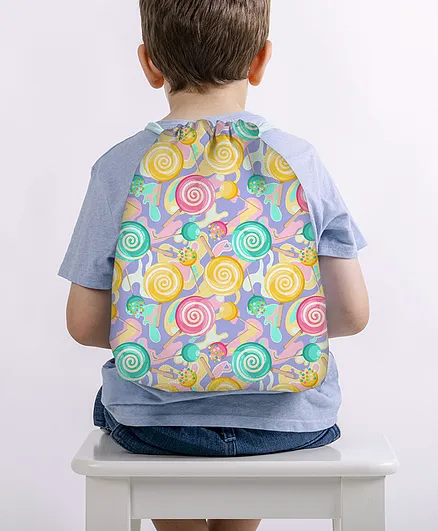 Baby of Mine Colourful Candies Print Waterproof Drawstring Multipurpose Bag Multicolour - Height 16 Inches