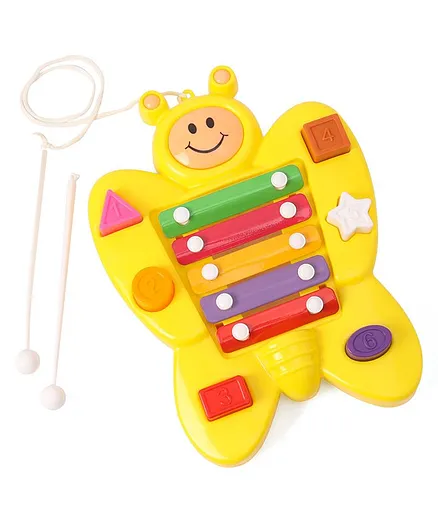 Prime Butterfly Musical 3 in 1  Xylophone Toy  9 Pieces- Yellow