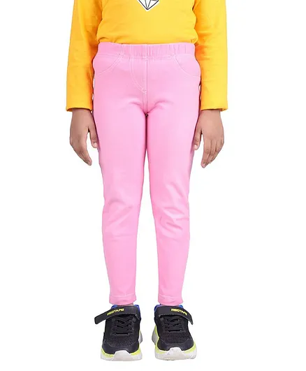 3PIN Solid Stretched Jeggings - Pink