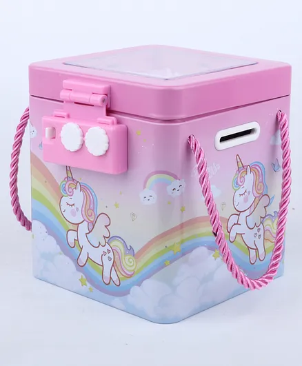 Archies Unicorn Safelock Shaped Coin Money Box Piggy Bank with  Password - Pink