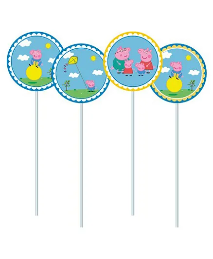 Peppa Pig Theme Cupcake Food Toppers - Blue