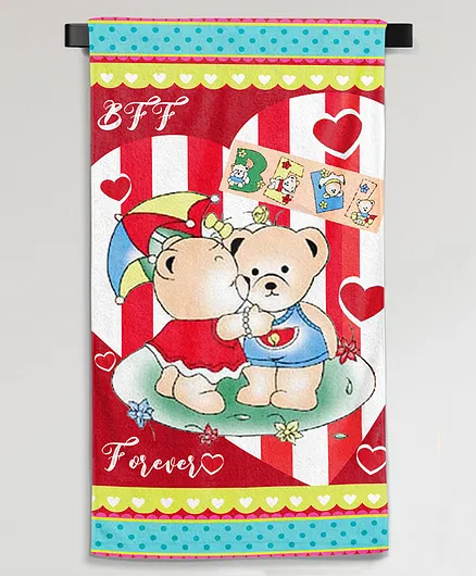 Sassoon Cartoon Printed Extra Large Cotton Bath Towel in 300 GSM Teddy - Red