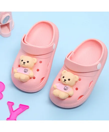 Yellow Bee Rubber Teddy Bear Clogs - Pink