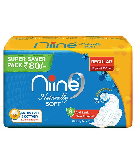 Niine Naturally Soft Super Saver Pack Sanitary Napkins Regular - 36 Pieces