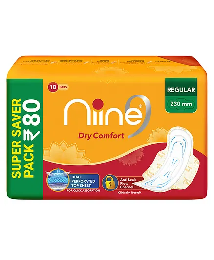 Niine Dry Comfort Regular Sanitary Napkins - 18 Pieces