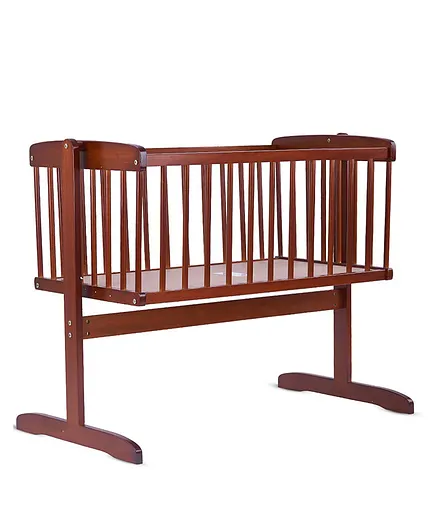 Baybee Wooden Cradle Baby Crib with Mosquito Net & Swing Lock Function - Walnut