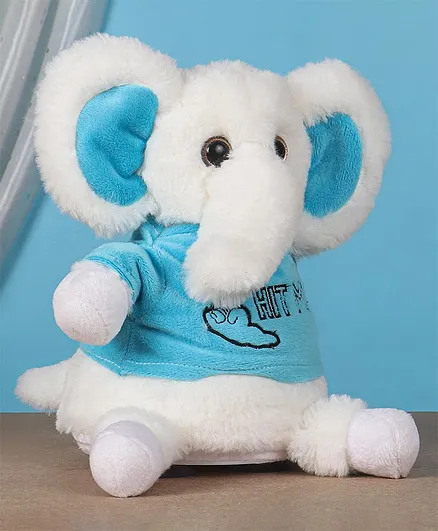 Aarohi Toys  Musical Hit Me Soft Toy Elle White & Blue - Height 20 cm