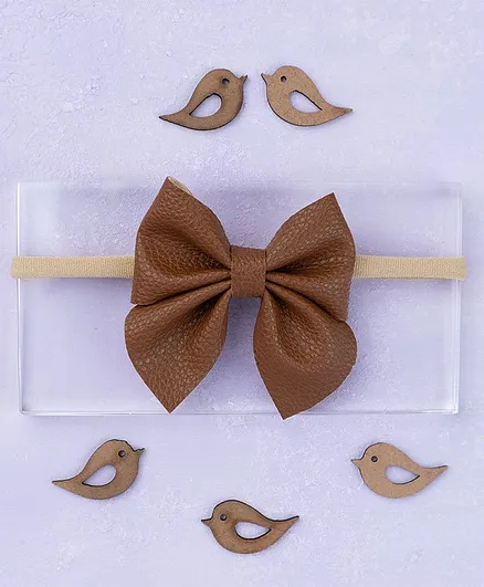 Knotty Ribbons Bow Style Headband - Brown